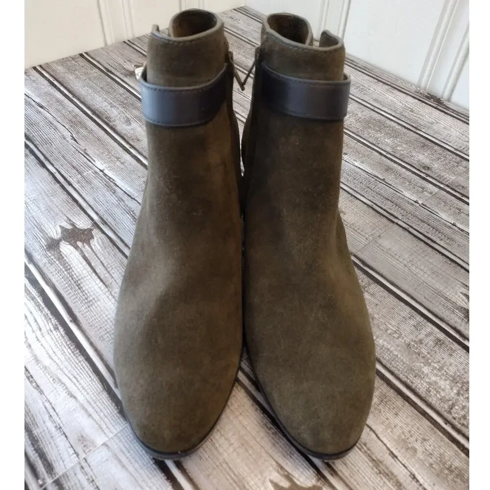 Coach | Dark Olive Green Suede "Patricia" Ankle Boots 10B - Picture 6 of 14